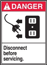 Danger Label Disconnect Before Servicing