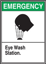 Emergency Label Eye Wash Station Present
