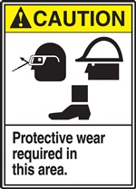 Caution Label Protective Wear Required