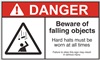 Danger Label Beware Of Falling Objects