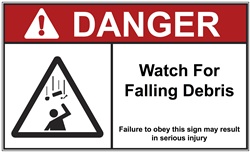 Danger Label Watch for Falling Debris