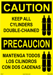 Caution Label Bilingual Keep All Cylinders Double-Chained