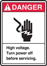 Danger Label High Voltage Turn Power Off