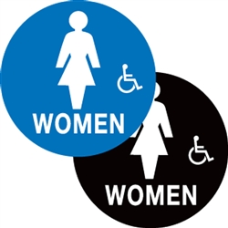 ADA Compliant Restroom Sign - Women Handicap Circle Symbol