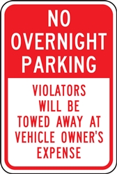 Parking Signs - No Overnight Parking