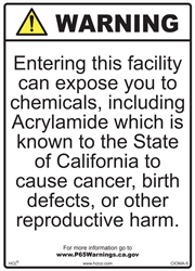 Prop 65 - Acrylamide Sign