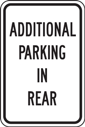 CIOMA Parking Signs - Additional Parking In Rear
