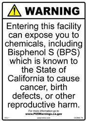 Prop 65 - BPS Sign