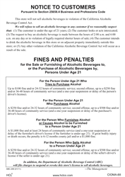 CA ABC-299 Notice to Customers Sign