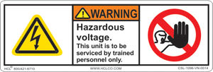 Warning - Hazardous Voltage Trained Personnel Only Label