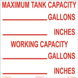 Maximum Tank Capacity - Write In Label