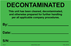 Decontaminated Adhesive Vinyl Label
