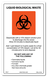 Liquid Biological Waste - 5" x 3" - Adhesive Vinyl Label