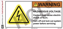 Warning Hazardous Voltage Label