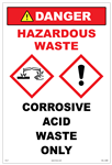 Corrosive Acid Waste Only - Hazardous Waste Danger Sign