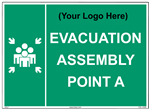 Evacuation Assembly Point A Sign w/ Your Company Logo