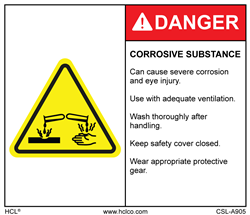 Danger Corrosive Substance - 3" x 3.5" - Adhesive Vinyl