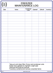Freezer Maintenance Log Label