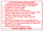 LP Gas Refueling Instructions Sign