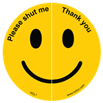 Shut the Sash Smiley with Split - 3" Diameter - Adhesive Vinyl