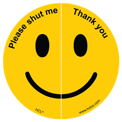 Shut the Sash Smiley with Split - 3" Diameter - Adhesive Vinyl