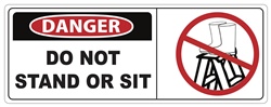 Danger - Do Not Sit Or Stand - 1.5" x 4" Ladder Label