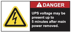 Danger - UPS Voltage May Be Present - 1.25" x 2.75" Adhesive Vinyl