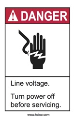Danger - Line Voltage Label