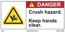 Danger - Crush Hazard - 2" x 4" Adhesive Vinyl Label
