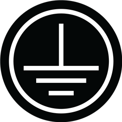 Ground Symbol White on Black Round Label