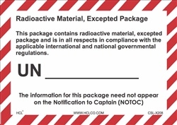 Radioactive Material Excepted Package - Label
