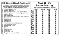 First Aid Kit Inspection Log - Class B Adhesive Write-in Label
