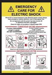 Emergency Care For Electric Shock Sign