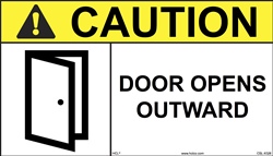 Caution - Door Opens Outward Label