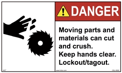 Danger - Moving Parts And Materials Label