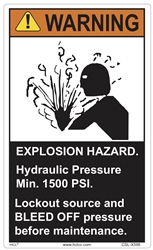 Warning - Explosion Hazard 1500PSI ANSI Label