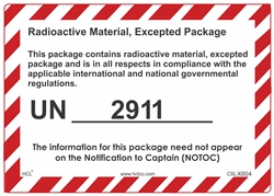 Radioactive Material Excepted - UN 2911 Label