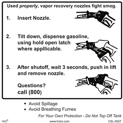 Vapor Recovery Nozzle Label