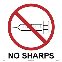 NO SHARPS - 6"x 6" Adhesive Vinyl Label