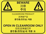 Beware Open in Cleanroom Chinese Product Label