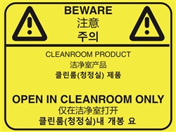 Beware Open in Cleanroom Chinese Product Label