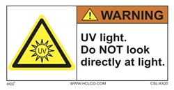 Warning - UV Light Label