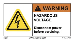 Warning - Hazardous Voltage Safety Label
