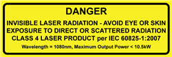 Danger - Invisible Laser Radiation - Avoid Eye Or Skin Exposure - 1" x 3" Adhesive Vinyl Label