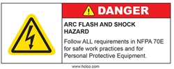 Danger - Arc Flash And Shock Hazard - 2" x 5" Adhesive Vinyl Label
