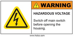 Warning - Hazardous Voltage Switch Off