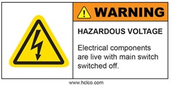 Warning - Hazardous Voltage Main Switch