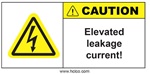 Caution - Elevated Leakage Current - 2" x 4" Adhesive Vinyl Label