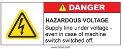 Danger - Hazardous Voltage - 2" x 5" Adhesive Vinyl Label