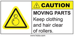 Caution - Moving Parts - 2" x 4" Adhesive Vinyl Label